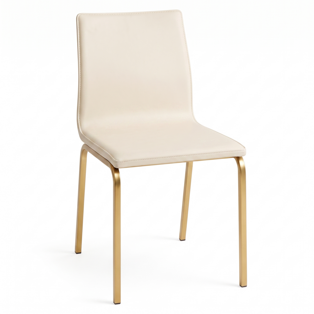 Silla bing tapizada en crema y oro
