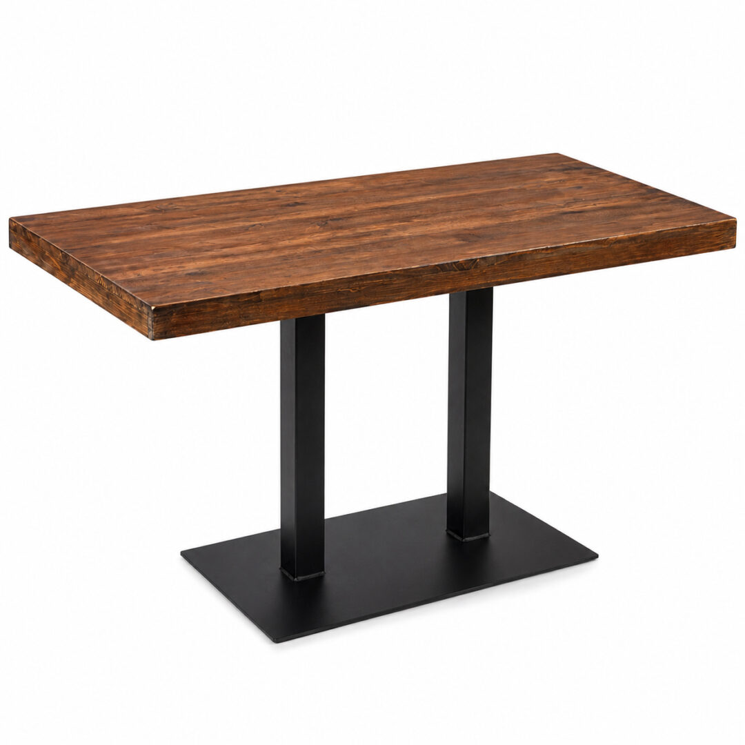 Mesa pie central Double Madera