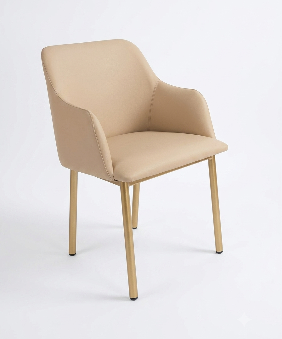 Sillón hostelería tapizado ecopiel beig vista