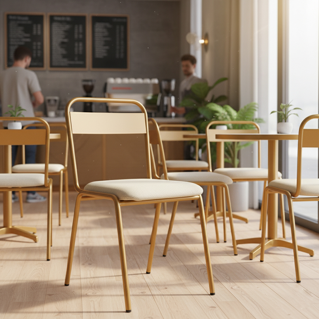 Silla Austin Gold | Elegancia dorada y resistencia para hostelería