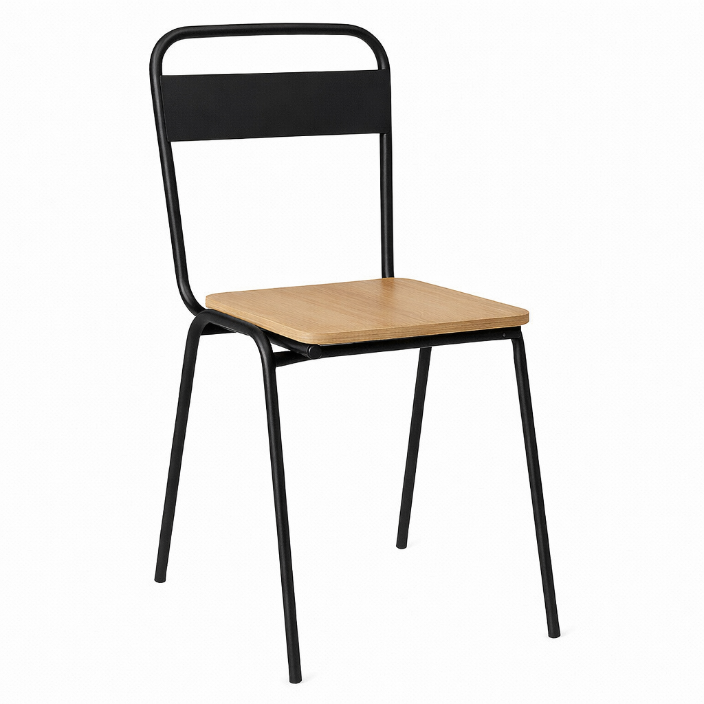 Silla Austin Black | Diseño resistente con asiento de madera de alta calidad